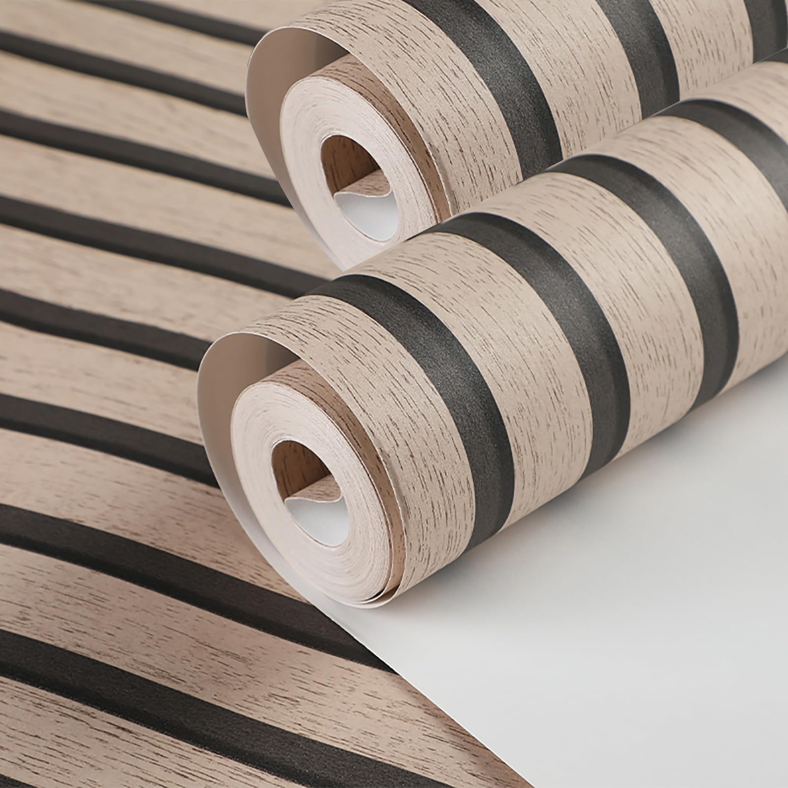 Takezuaa Wood Slats Wallpaper 53 X 950cm Non-Woven Natural Wood Grain Effect Wallpaper Roll Wooden Slat Wallpapers Modern Realism Contemporary Feature Wall Light Oak 2 Roll