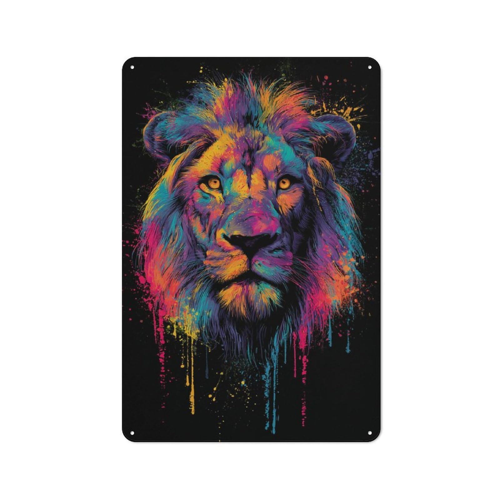 Junmoney Vibrant Lion Art Retro Metal Sign 30X20cm For Garage Wall, For Home Interiors And Metal Sign Collectors