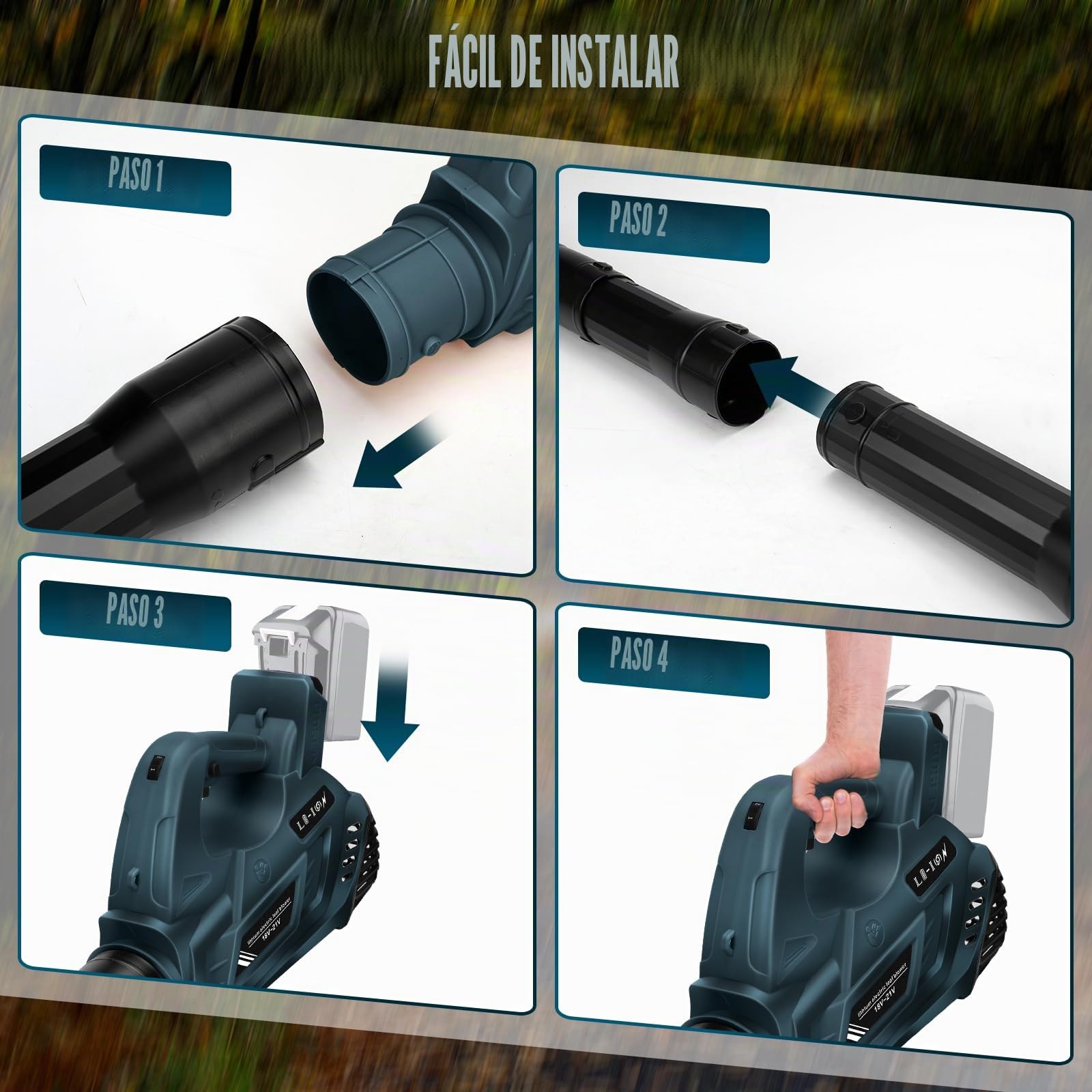 Soplador de hojas inalámbrico compatible con sistema Bosch Professional de 18 V, batería GBA/CORE/ProCORE/AMPShare 18 V, 6 velocidades, soplador de hojas eléctrico sin escobillas, para cuidado del