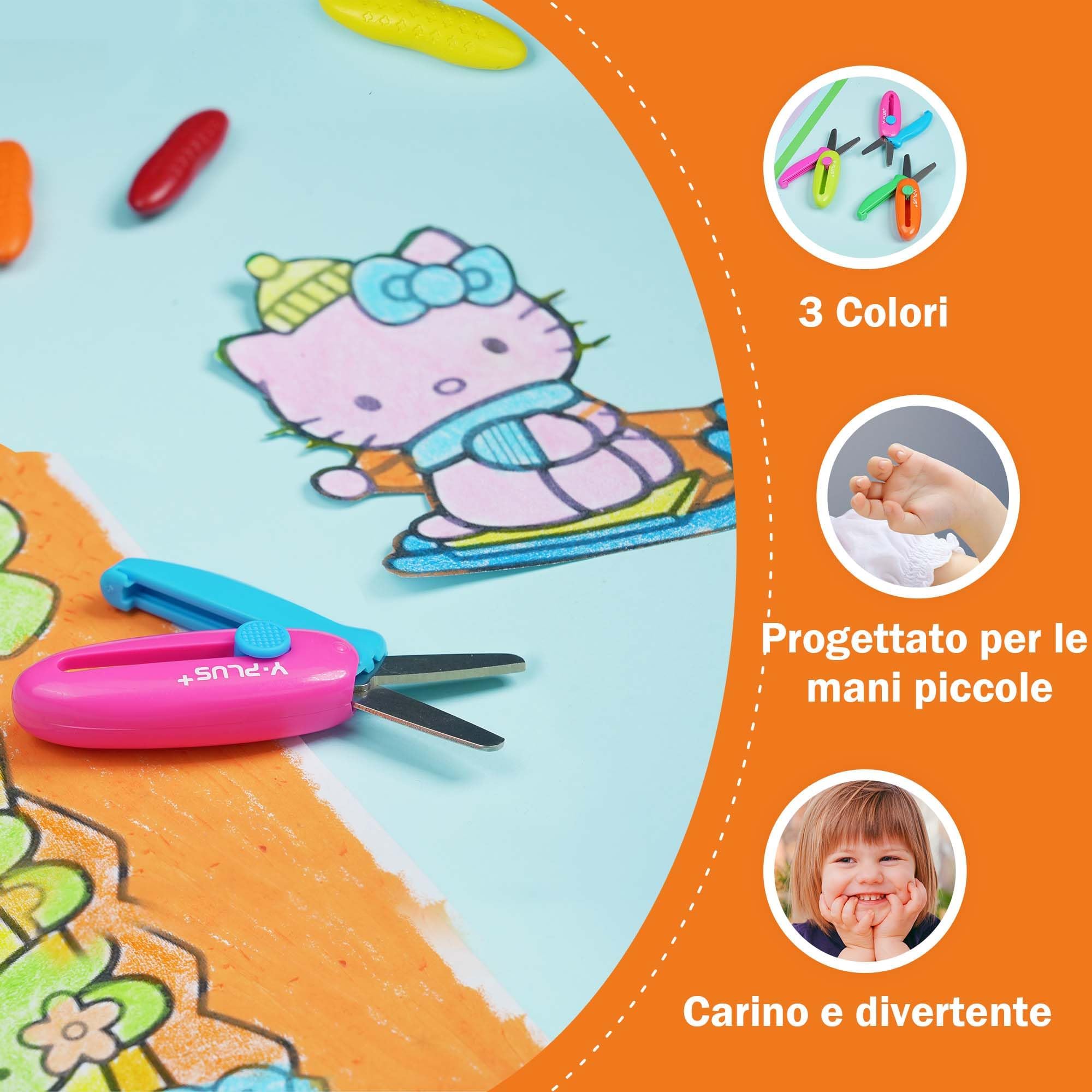 Forbici di Sicurezza per Bambini - Piccole Forbici Retrattili per Età 3-5 2-4 1-3, Carine per Artigianato Prescolare - Arancione