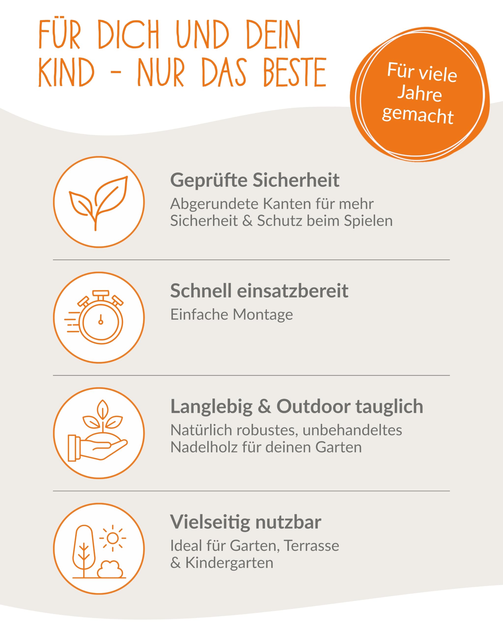 PINOLINO Nicki 4er Kindersitzgruppe mit Lehne aus Massivholz I Kinder Picknicktisch für Garten & Outdoor I Spieltisch mit Rückenlehnen für 4 Kinder I 90 x 105 x 51 cm