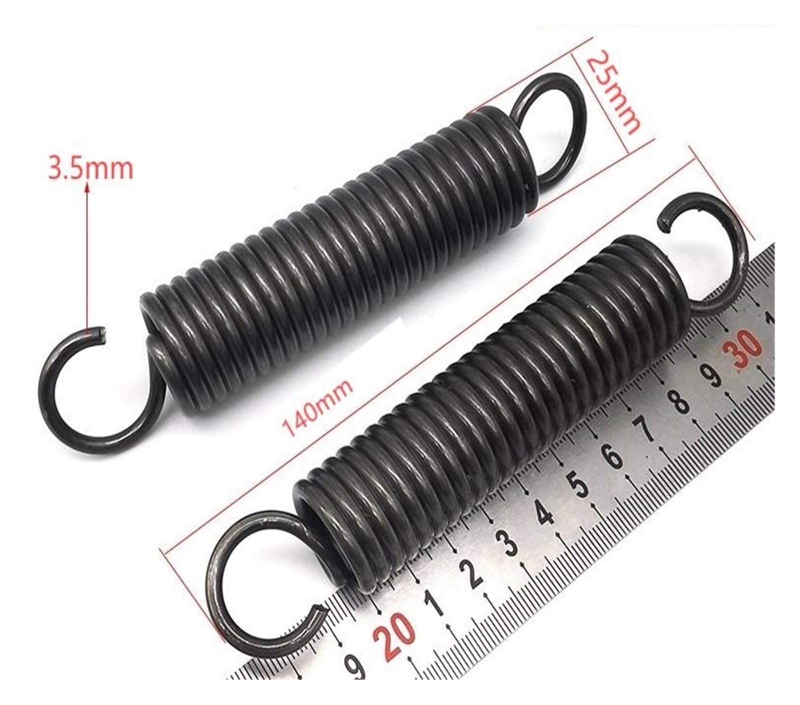 Zugfedern Mit Haken Federstahl-Einzelhaken-Spannung, rostfreier Spiralspulen-Rückzug(140mm(2pcs),30MM_3.5MM)