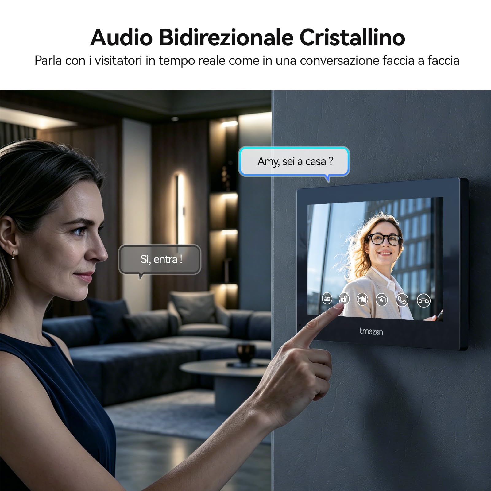 TMEZON Videocitofono WiFi Smart,Sblocco con Impronta Digitale,Monofamiliare