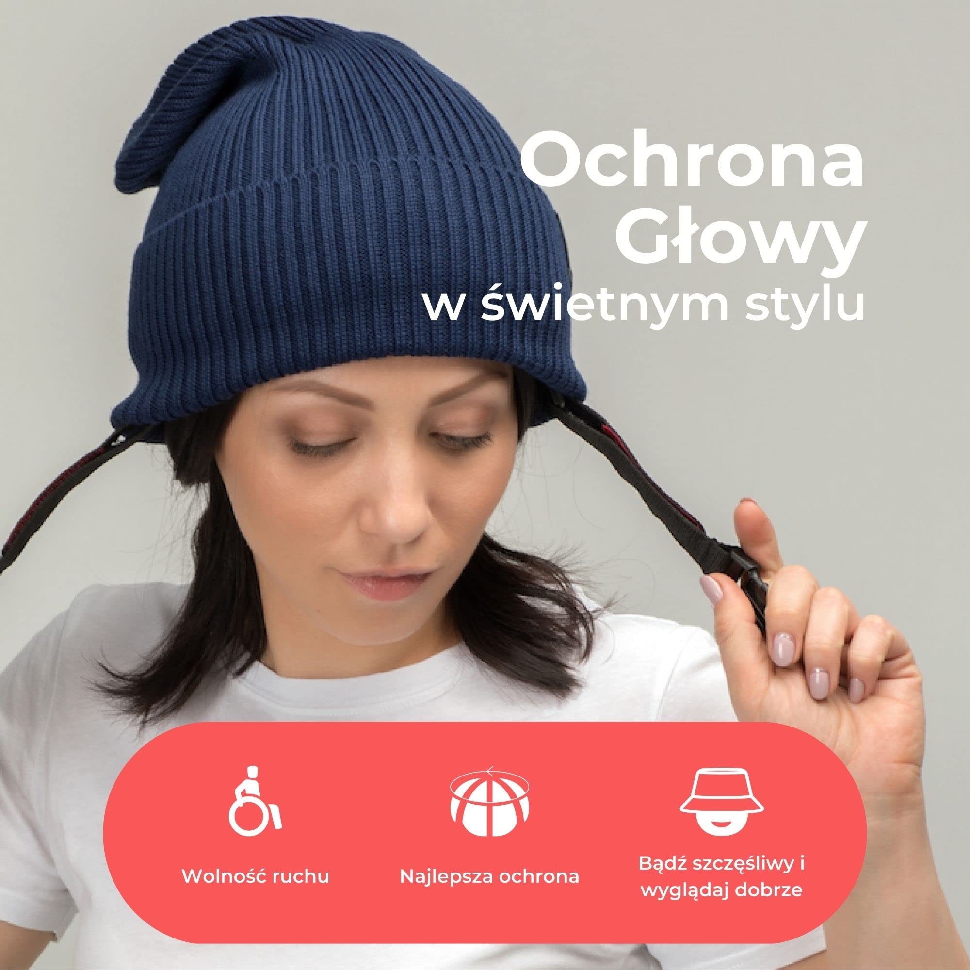 Ribcap Lenny Kask Ochronny Klasy Medycznej | Miękki Przeciwko Epilepsji | Ochronny Przeciw Padaczce | Modny i Bez Piętna