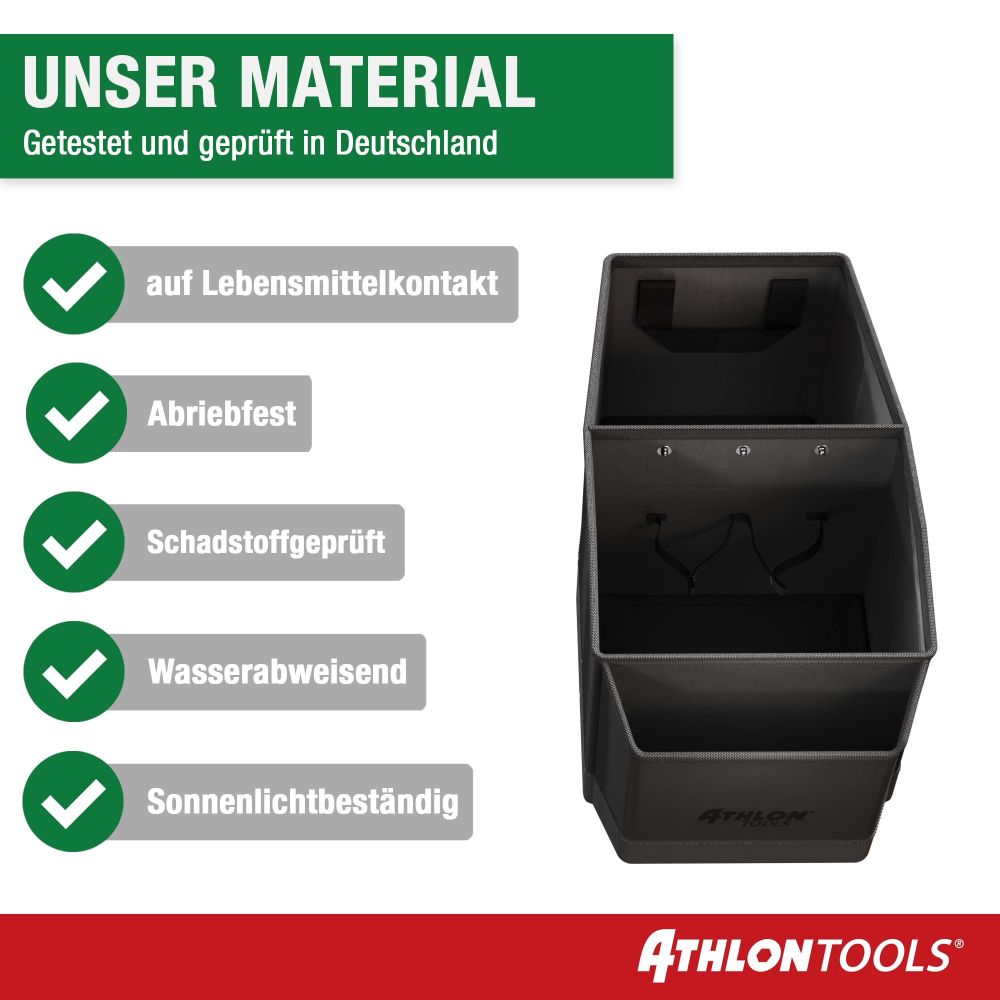 ATHLON TOOLS Mittelsitz-Organizer mit Deckel Auto Kiste Magnetverschluss Schwarz