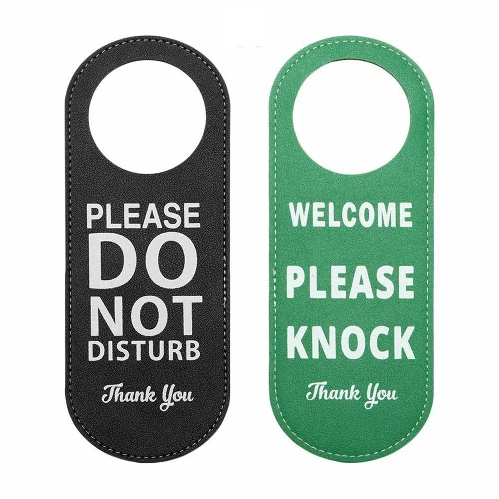 ZRHWSPD PVC Door Knob Hangers 1PC 22.5x8.5CM Door Sign Do Not Disturb Please Knock Hanger Tags Label Bulletin Board for Office(Black Green)