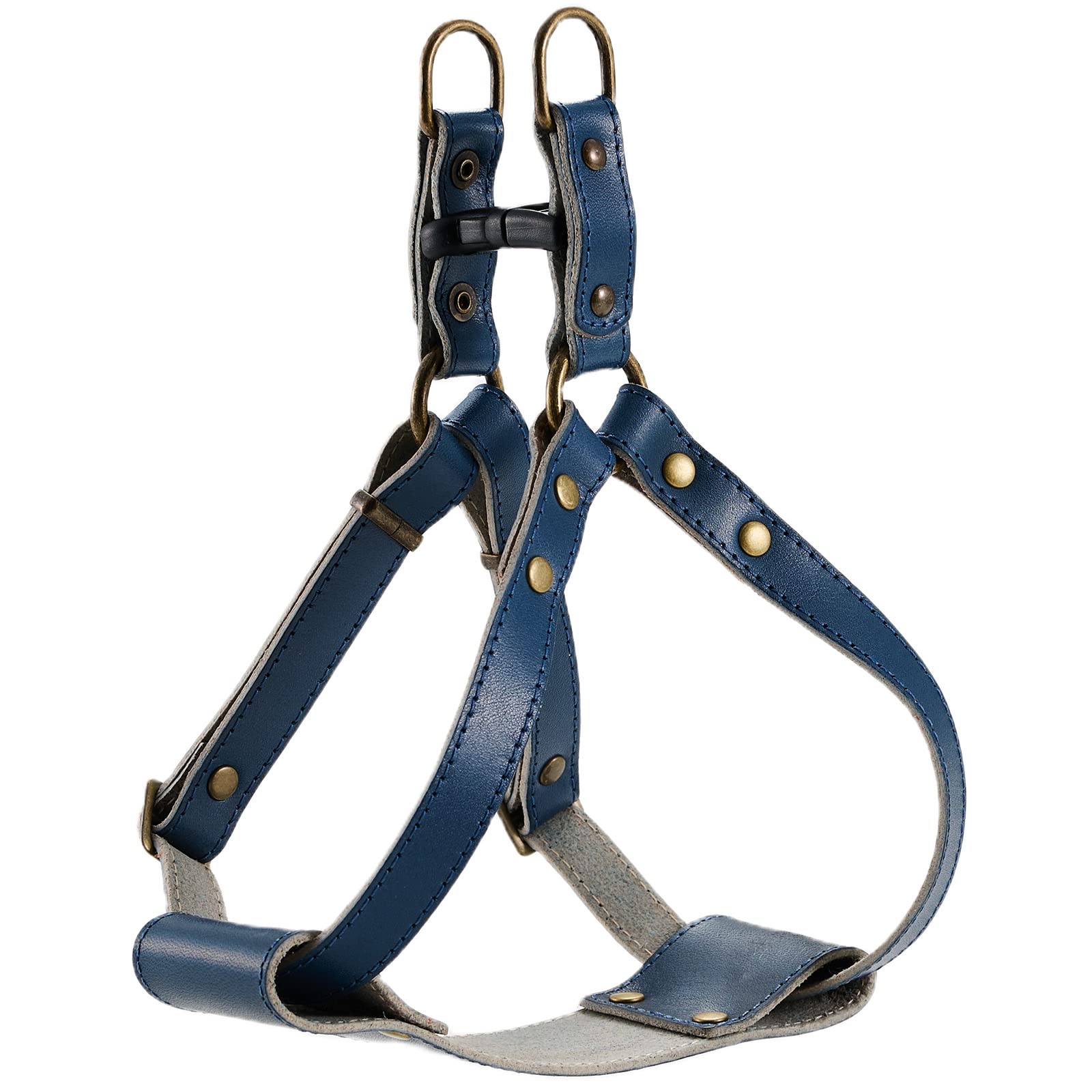 POP Sand Tochigi Leather Dog Harness for Medium Dogs, Blue, Size M, Made in Japan, BONBI ALCON