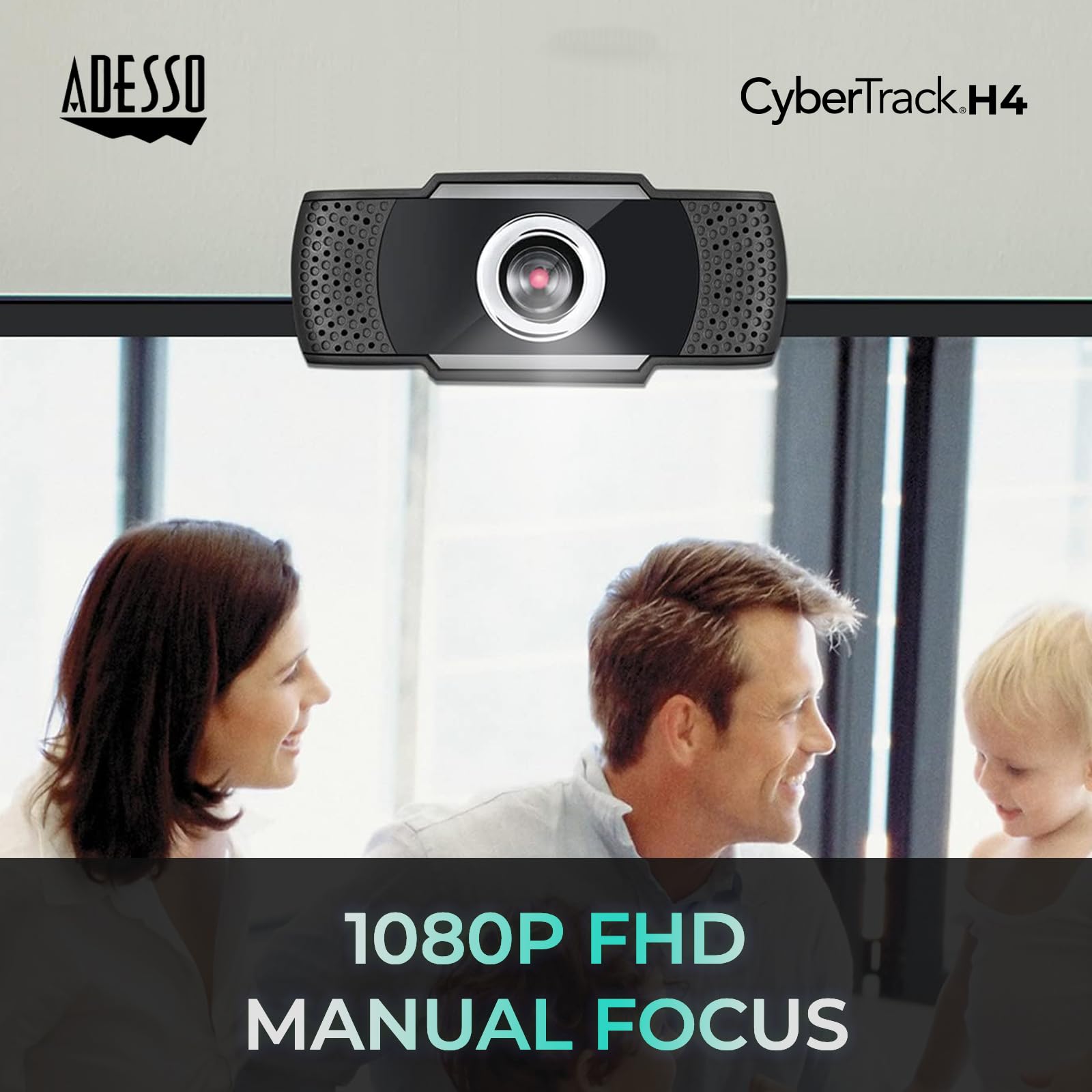 Adesso CyberTrack H4-TAA 1080P HD Cámara web USB con micrófono incorporado compatible con TAA