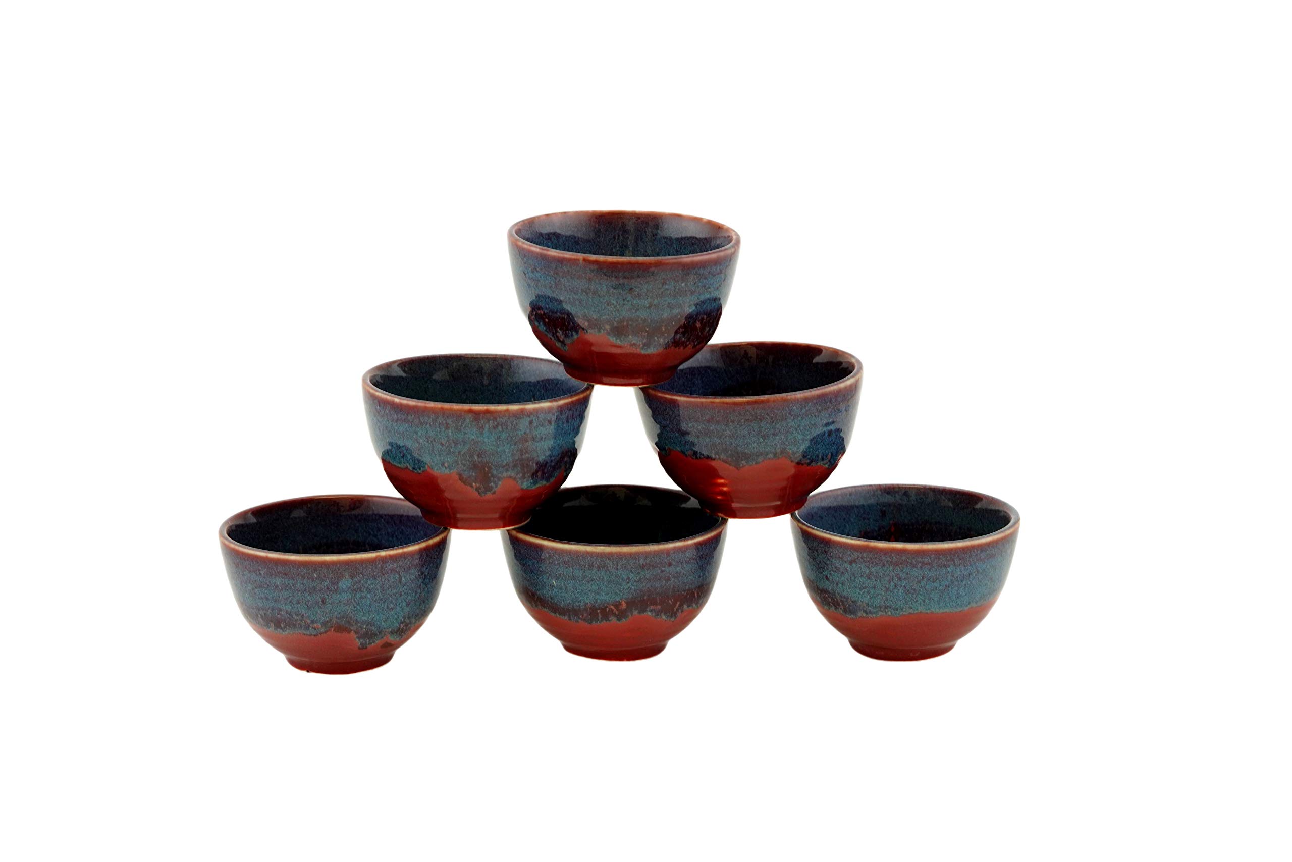 Freakway Hand-Painted Multicolored Ceramic Bowls Set Ceramic Vegetable Bowl (Multicolor, Pack of 6) Glossy Raddies & Light Blue-Royal Look 1
