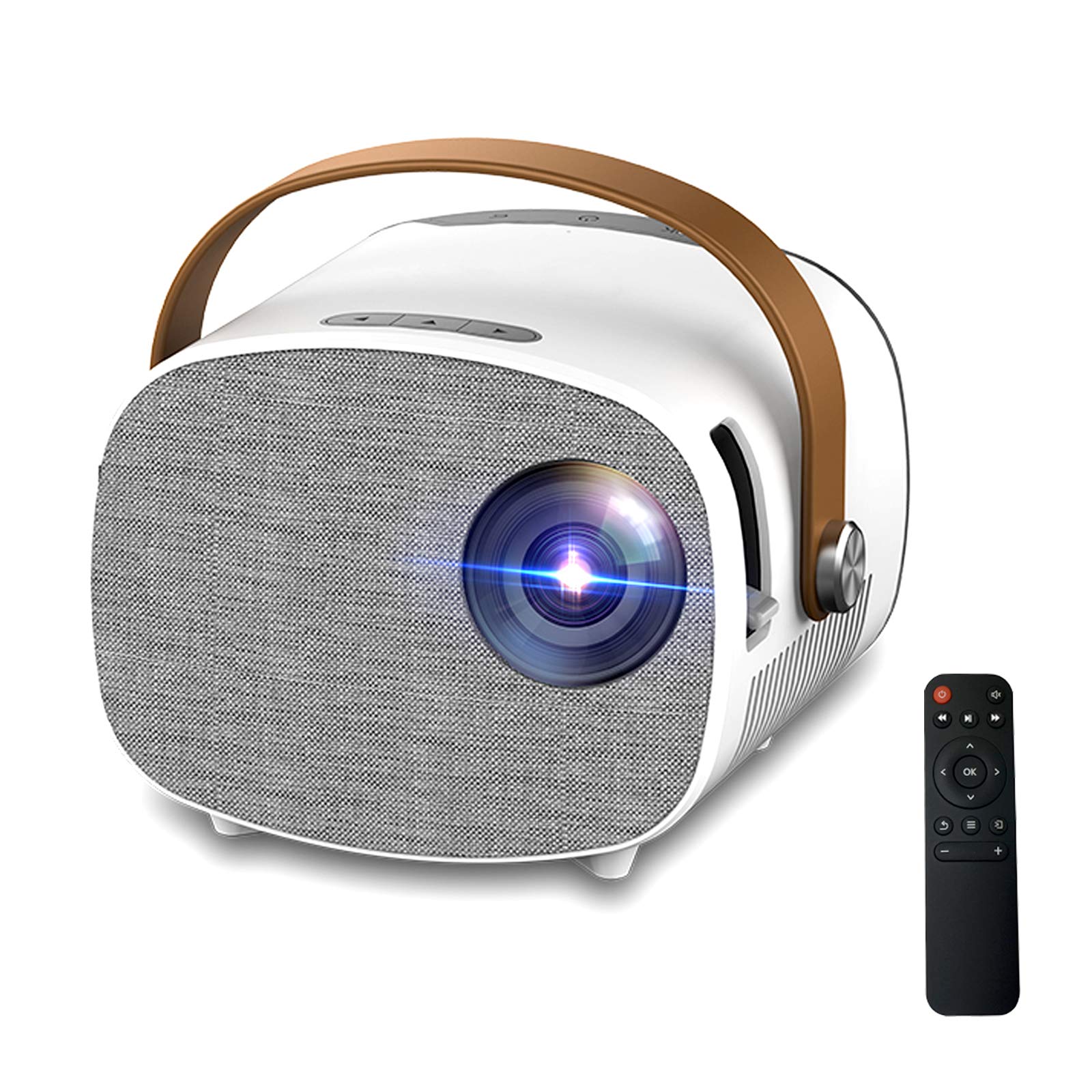Mini proiettore portatile, videoproiettore tascabile per la casa e l’intrattenimento all'aperto con interfaccia HDMI/USB/Micro SD/AV/Micro USB e telecomando Supporto 1080P HDMI Input Stereo