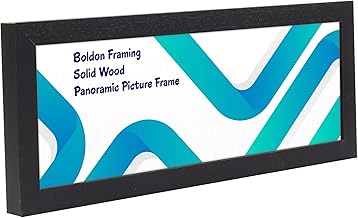 Boldon Framing - Black 18x8 Solid Wood Thin Panoramic Sizes Picture Frames Photo Frames Modern Poster Frame