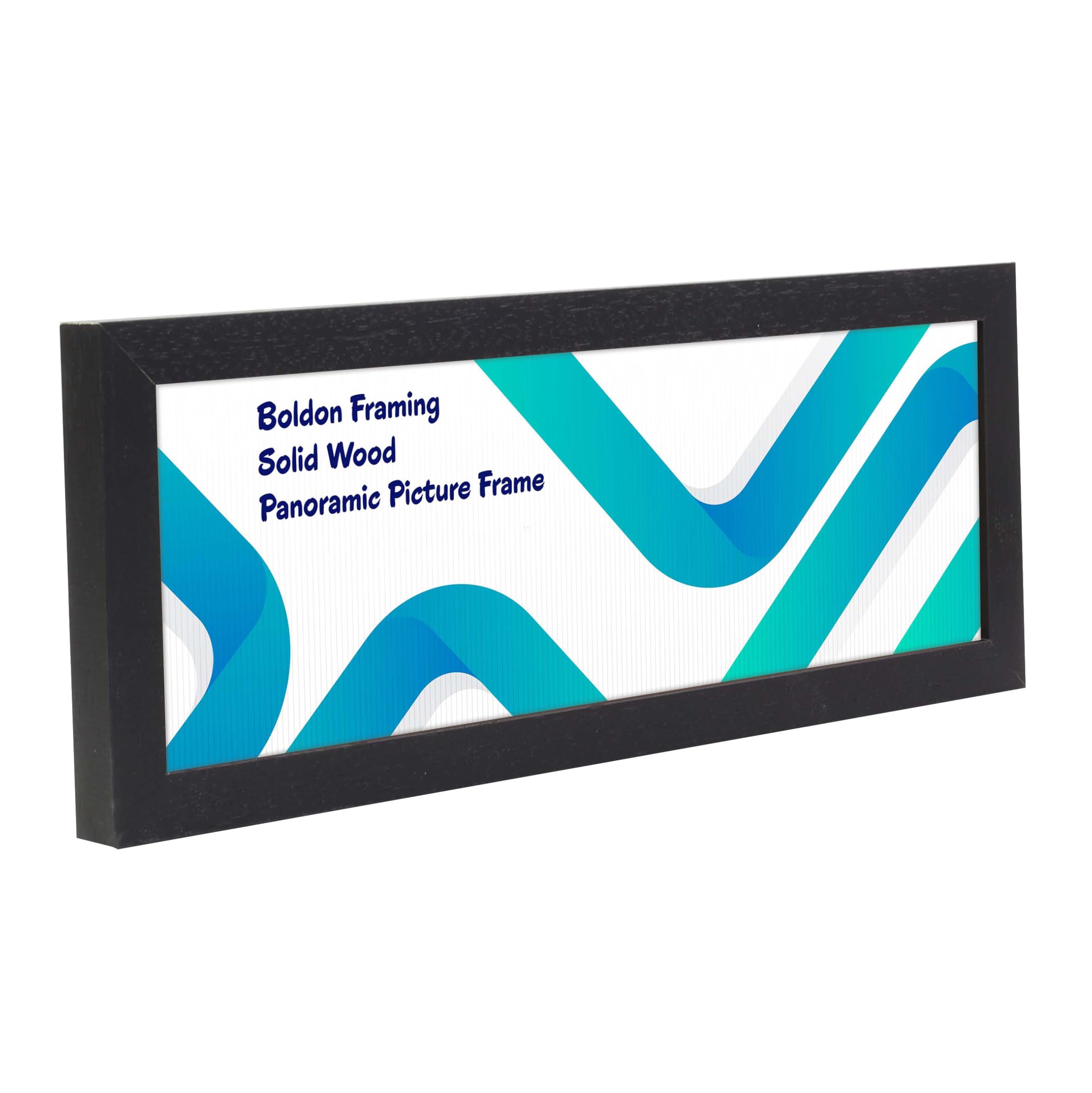 Boldon Framing - Black 18x8 Solid Wood Thin Panoramic Sizes Picture Frames Photo Frames Modern Poster Frame