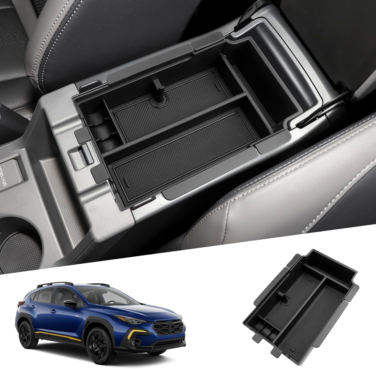 SHAOHAO 2PCS for 2026 Subaru Crosstrek Center Console Organizer Fit for 2023 2024 2025 2026 Subaru Crosstrek & Impreza Accessorie Armrest Insert Tray Double Space Storag Box Easy Removal