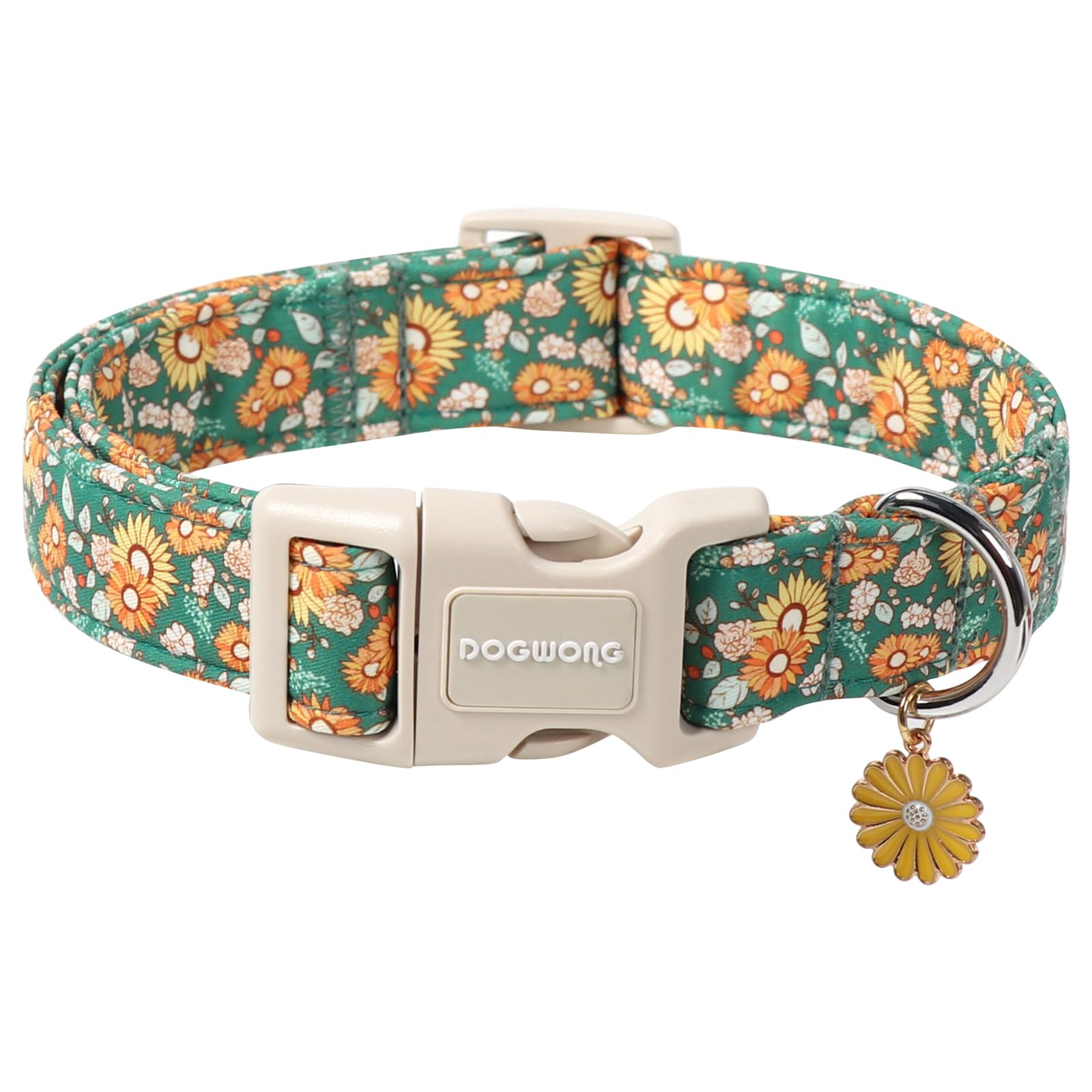 DOGWONG Flower Dog Collar, Fall Green Girl Dog Collars, Adjustable Cute Pet Collars Design Dog Collar for Small Medium Large Dogs — image 1