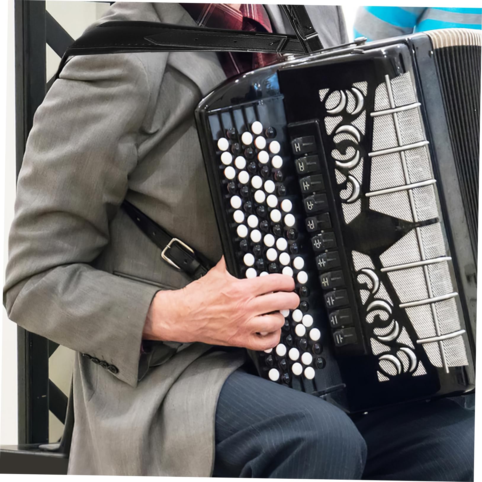 Sangle D’accordéon En Cuir Noir, Bandoulière Réglable Pour Accordéon, Ceinture D’épaule Confortable Et Solide, Accessoire Pratique Pour Musiciens Professionnels Et Débutants