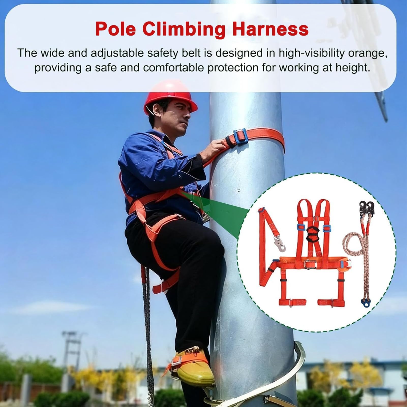 Zapatos de escalada ajustables con hebilla de pie de electricista, juego de picos portátiles para escalada de árboles para liniero