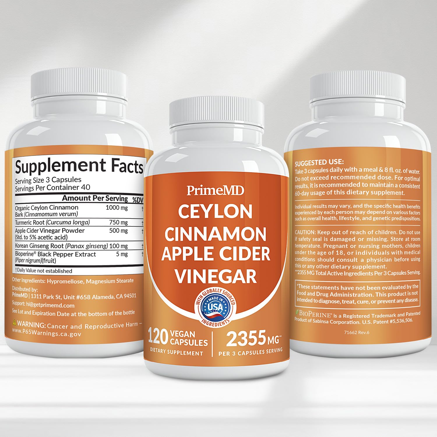 Ceylon Cinnamon 2355mg with Cider Vinegar & Ginseng, 120ct — Amazon image 8