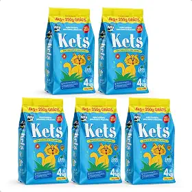Kit 5 Areia Higiênica Sanitária Gatos Granulado Super Premium Natural Kets 21,25 KG