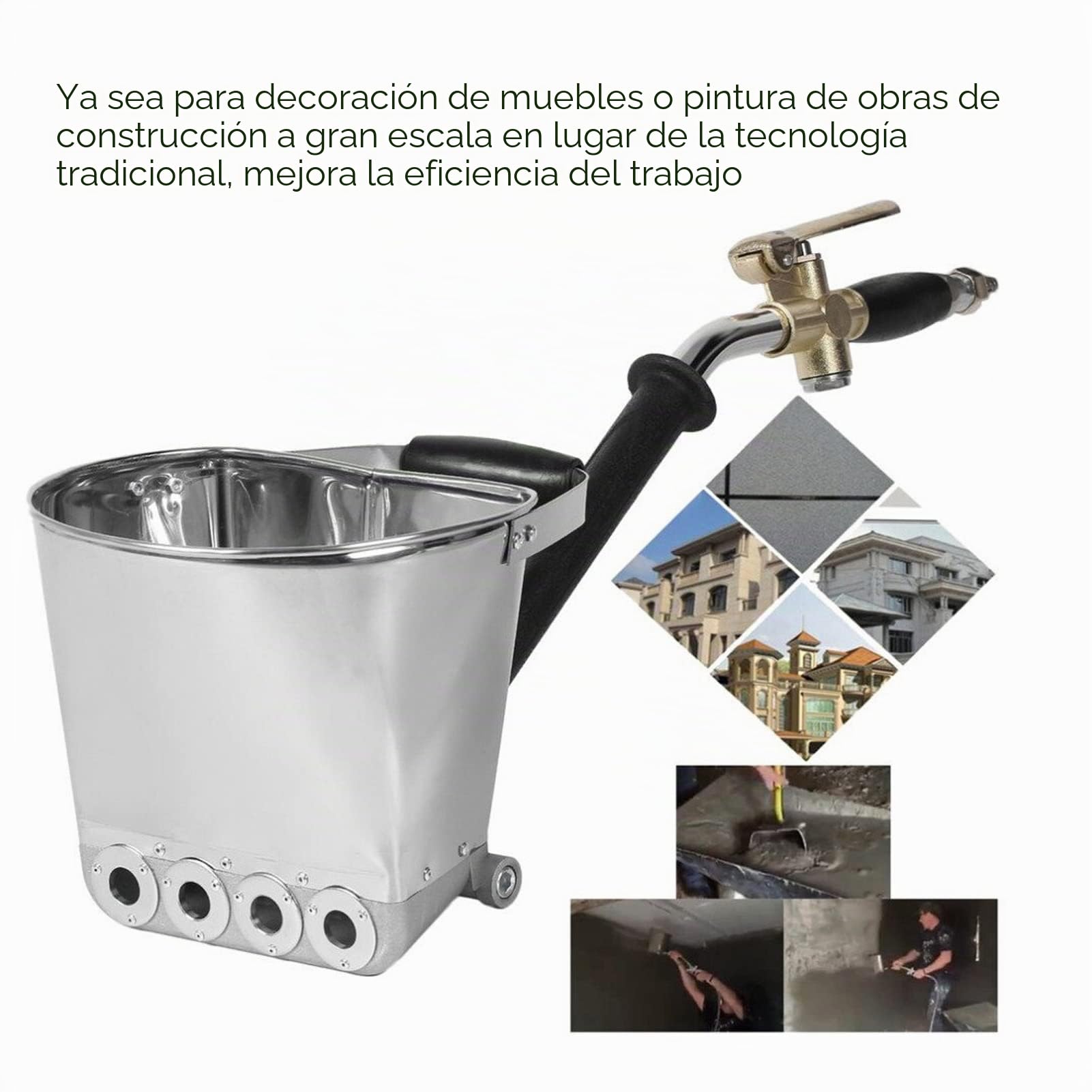 Pulverizador de mortero de yeso de 4 chorros, herramienta neumática de pulverización de estuco de mortero de cemento, pulverizador automático de hormigón con tolva de aire para pintar paredes o techos