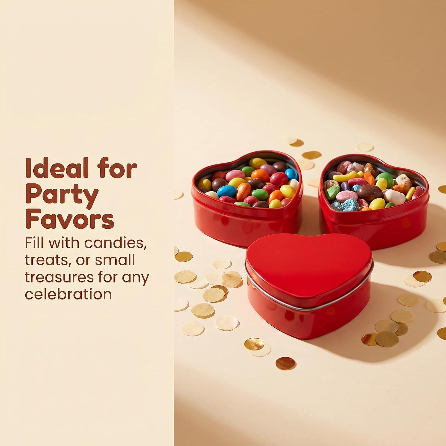 MOUYAT 40 PCS 2oz Heart Shaped Metal Tins, Tinplate Empty Candy Tins Party Favors Storage Box Container for Gifts Treasures, Candle Making, DIY, Crafts, Red