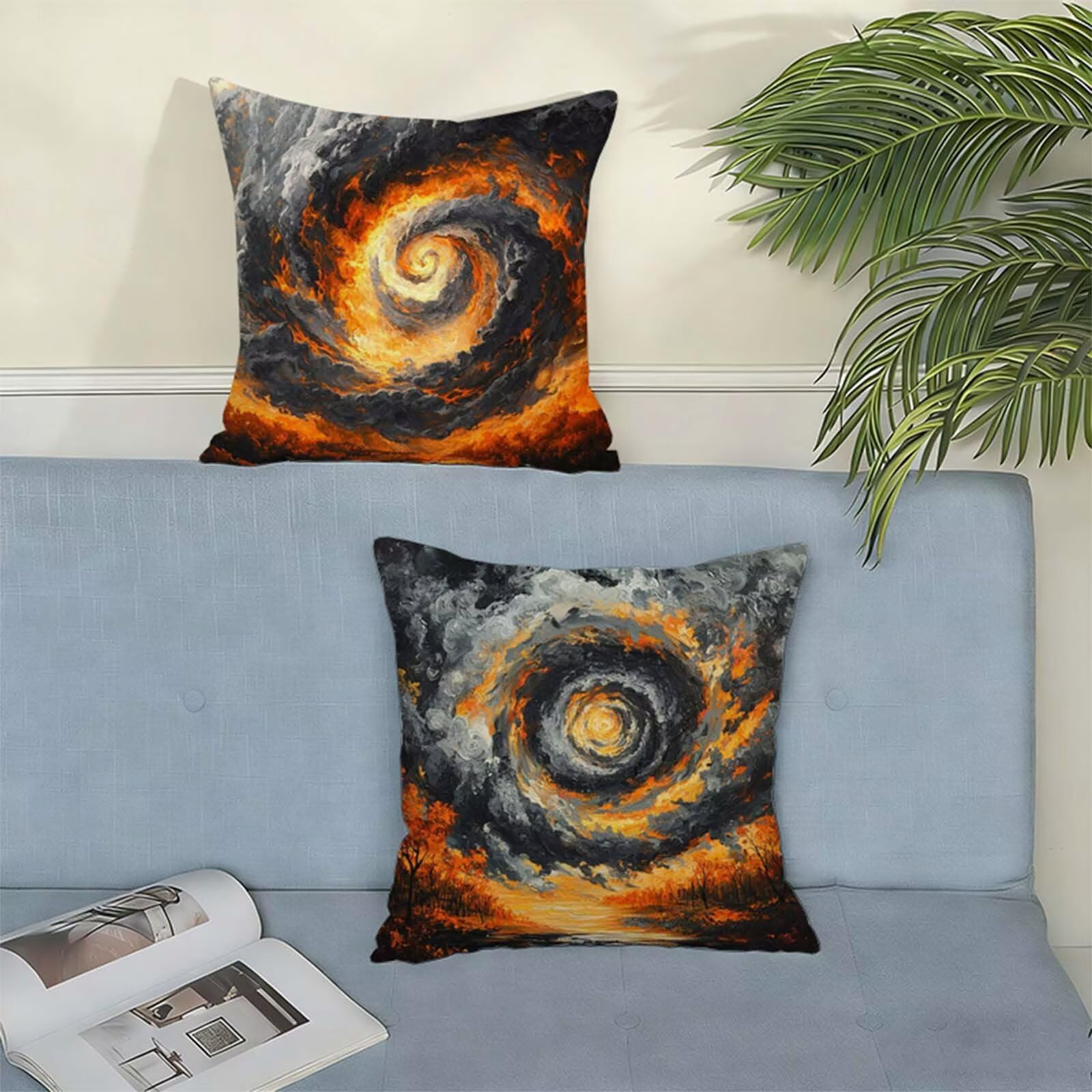Poszewki na poduszki w kolorze pomarańczowym, 80 x 80 cm, 2 szt., z ukrytym zamkiem błyskawicznym, wygodne, kwadratowe, na zewnątrz, wodoodporne, lniane poszewki na poduszki, dekoracyjne na sofę, do