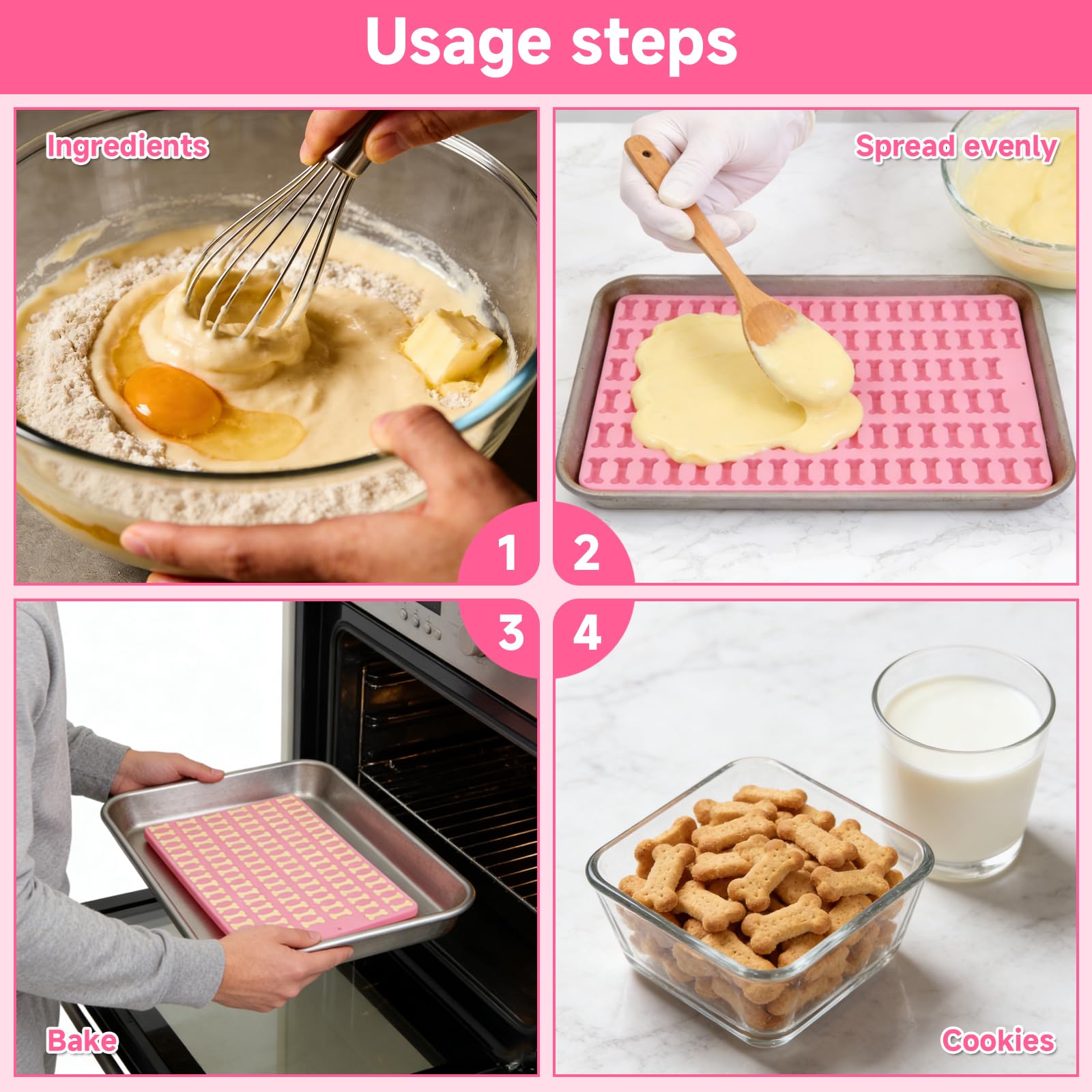 Molde de Silicona Para Caramelos, Golosinas para Perros, Chocolate, Fáciles de Limpiar, 3 Piezas, Reutilizables, sin BPA, Moldes para Hornear Galletas - 5