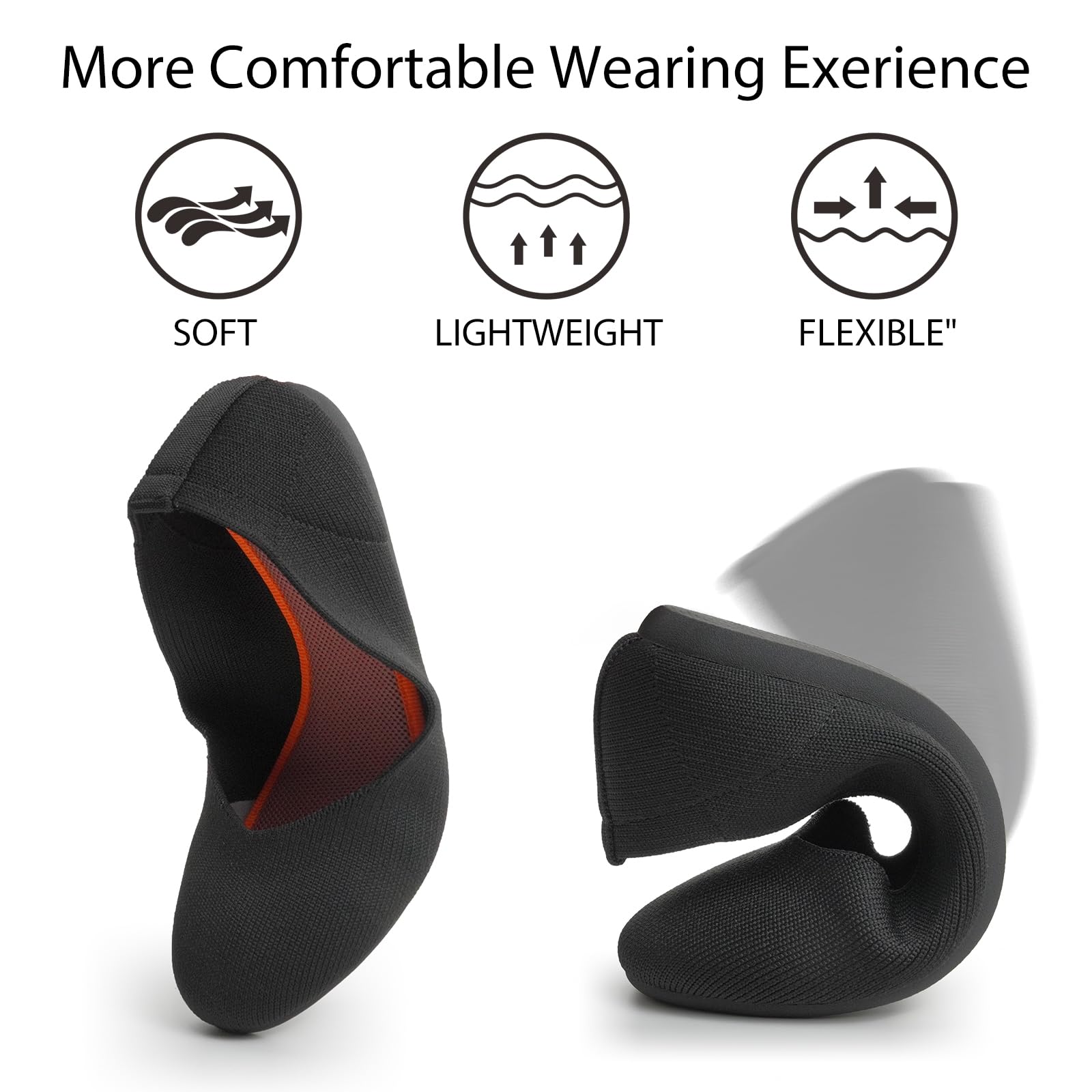 ATHMILE Women's Flat Ballet Shoes Knit Flat Shoes for Women Round Toe Slip on Women Flats for Dressy Casual Office Work Wedding Comfort Soft