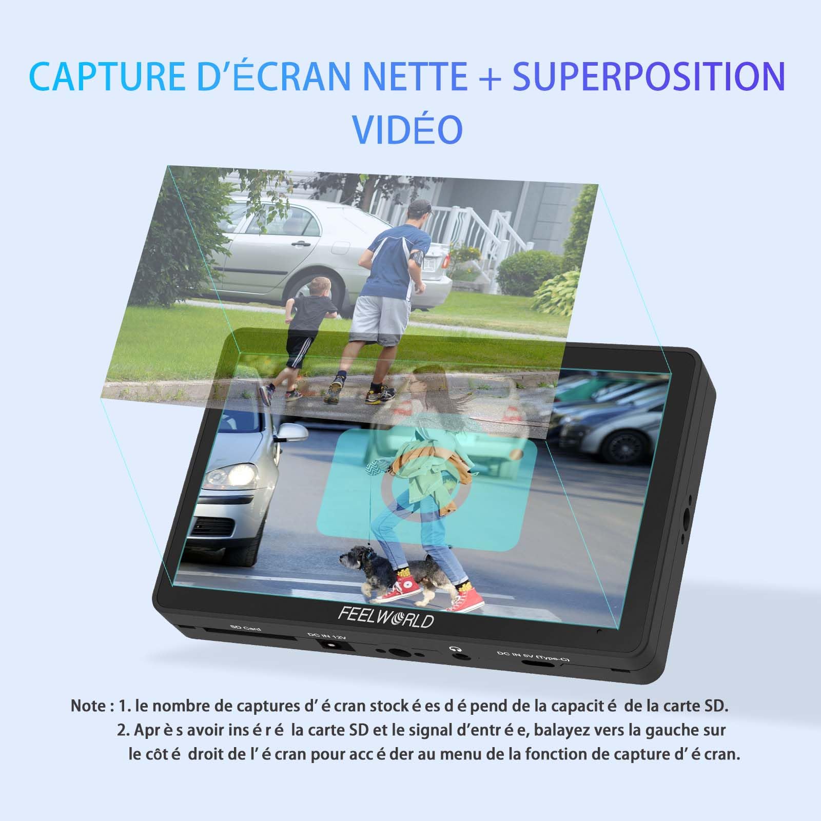 FEELWORLD F6PLUS V2 Moniteur Champ de Caméra 6 Pouces Écran Tactile HDR LUT 3D avec Batterie, Sac de Rangement pour Appareil Photo IPS 1920x1080 4K HDMI 5 V Type-c Input