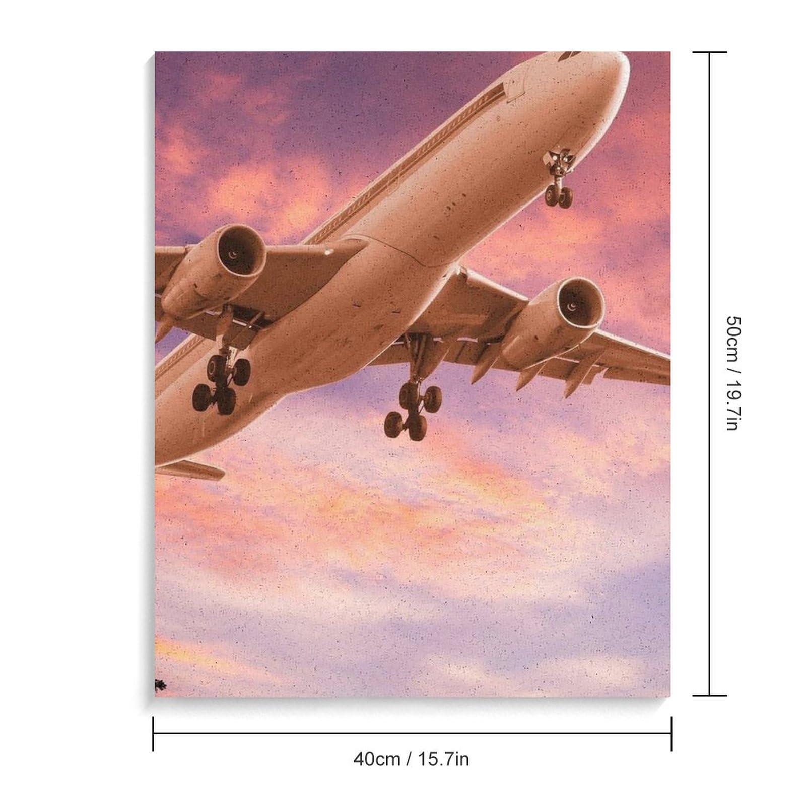 航空機のパステル画 木製フレーム付き 航空機 パステル画 木製フレーム