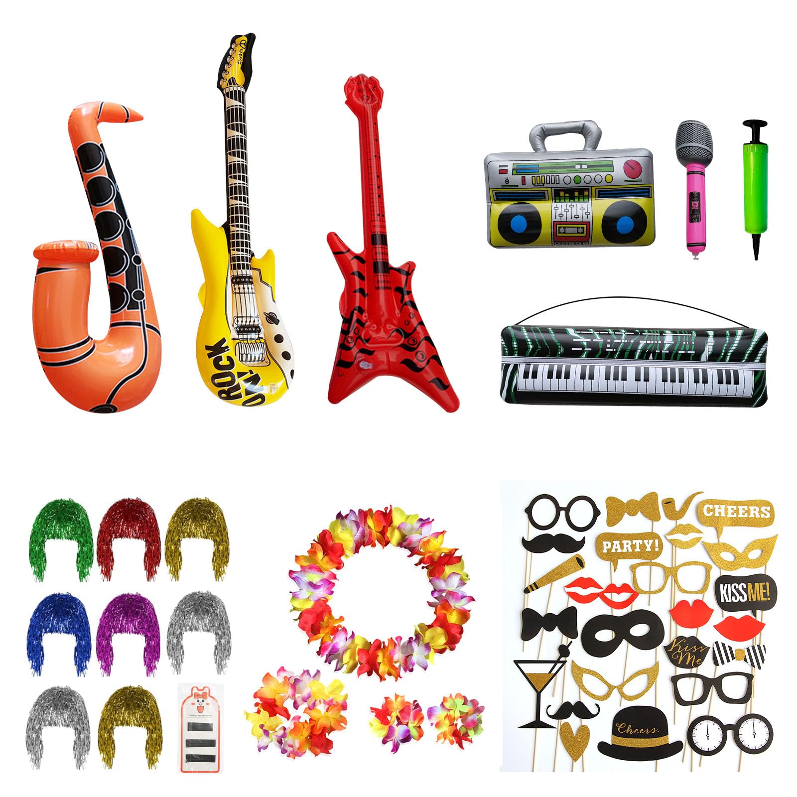 Party Deko Fotobox Accessoires,Foto Requisiten Party Zubehör für Hochzeit,Halloween,Weihnachten,Tischdeko Geburtstag,Karneval, Silvester Deko (46 Stück)