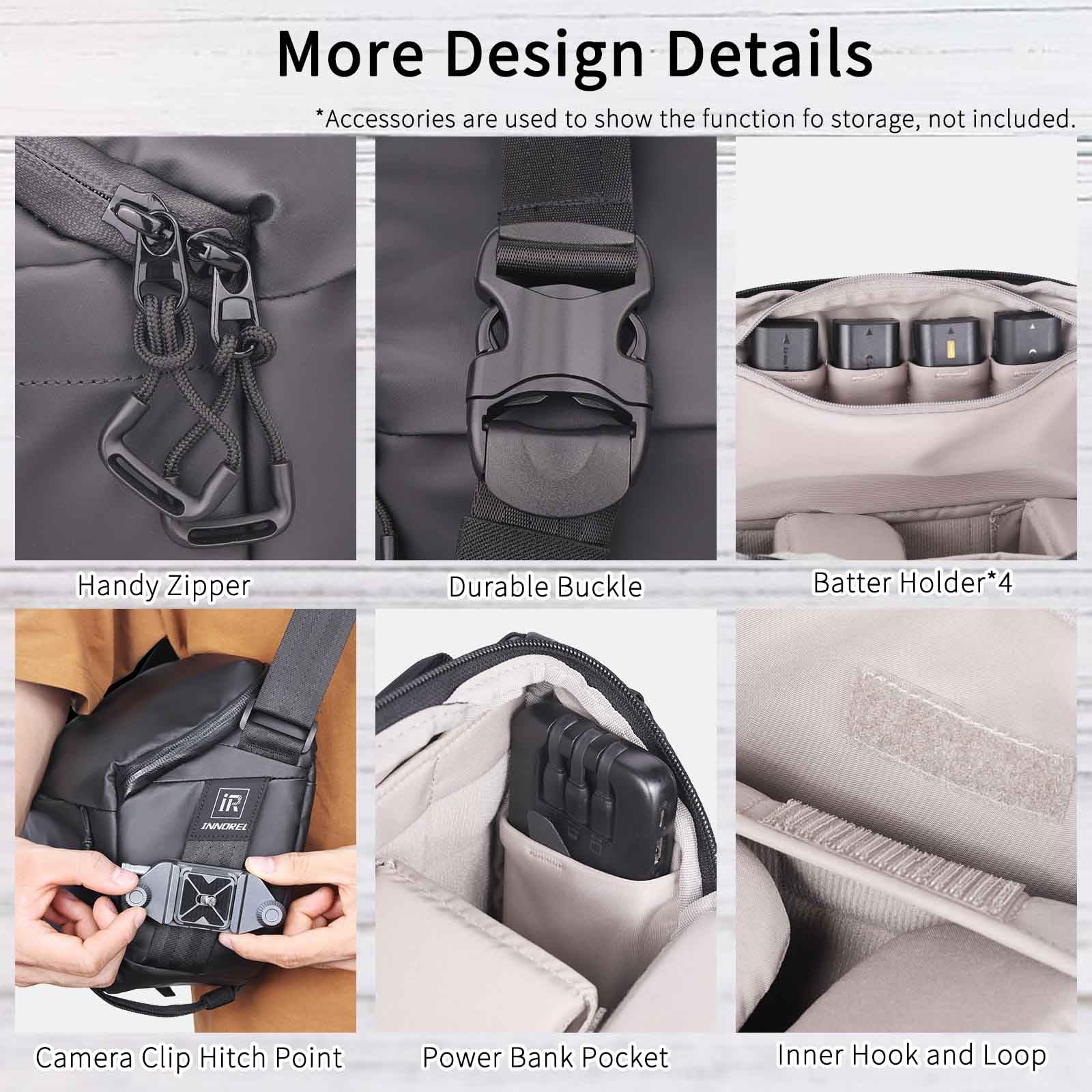 INNOREL CB0612 Borsa a tracolla per fotocamera,Borse impermeabili da viaggio per fotocamere DSLR/SLR/Mirrorless A tracolla per fotografi con supporto per treppiede e inserti modulari rimovibili,Verde