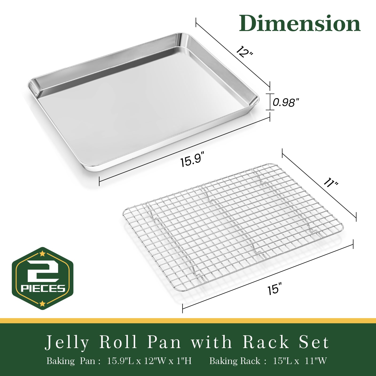 Baking Pans Set Half Sheet Pans With Rack Set [2 Pans