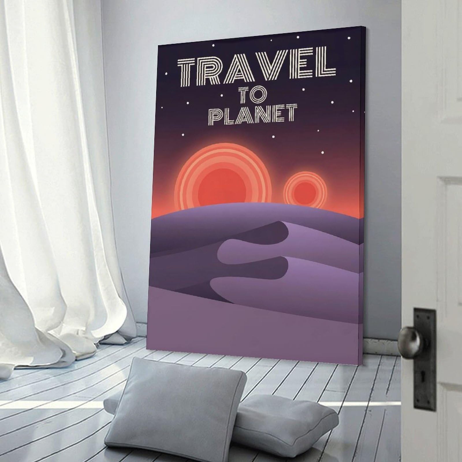 Junmoney Wall Picture Print Travel to Planet, 24x36inch(60x90cm), for Living Room, Lounge Or Sitting Room, Modern Wall Decor for Cosy Interiors