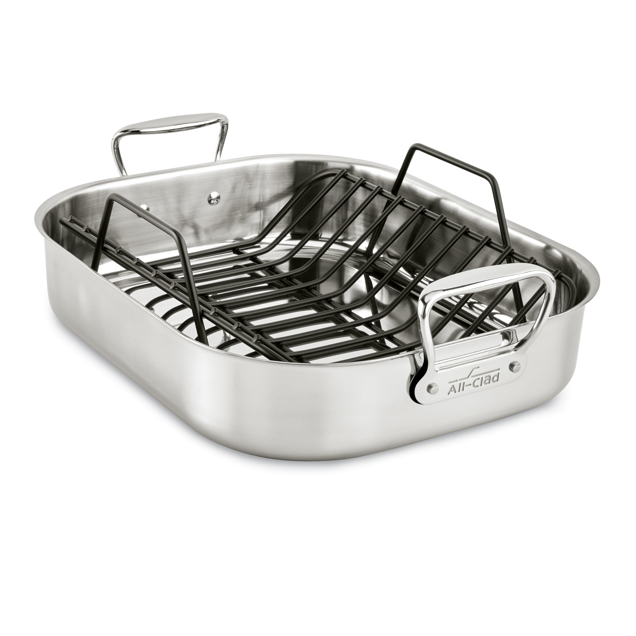 E752S264 Stainless Steel Dishwasher Safe Small Roater with Rack Cookware, Silver Large 2100095738