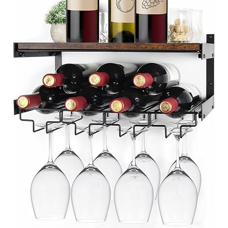B4Life Wall Mount Wine Glass Rack with Stemware Rack