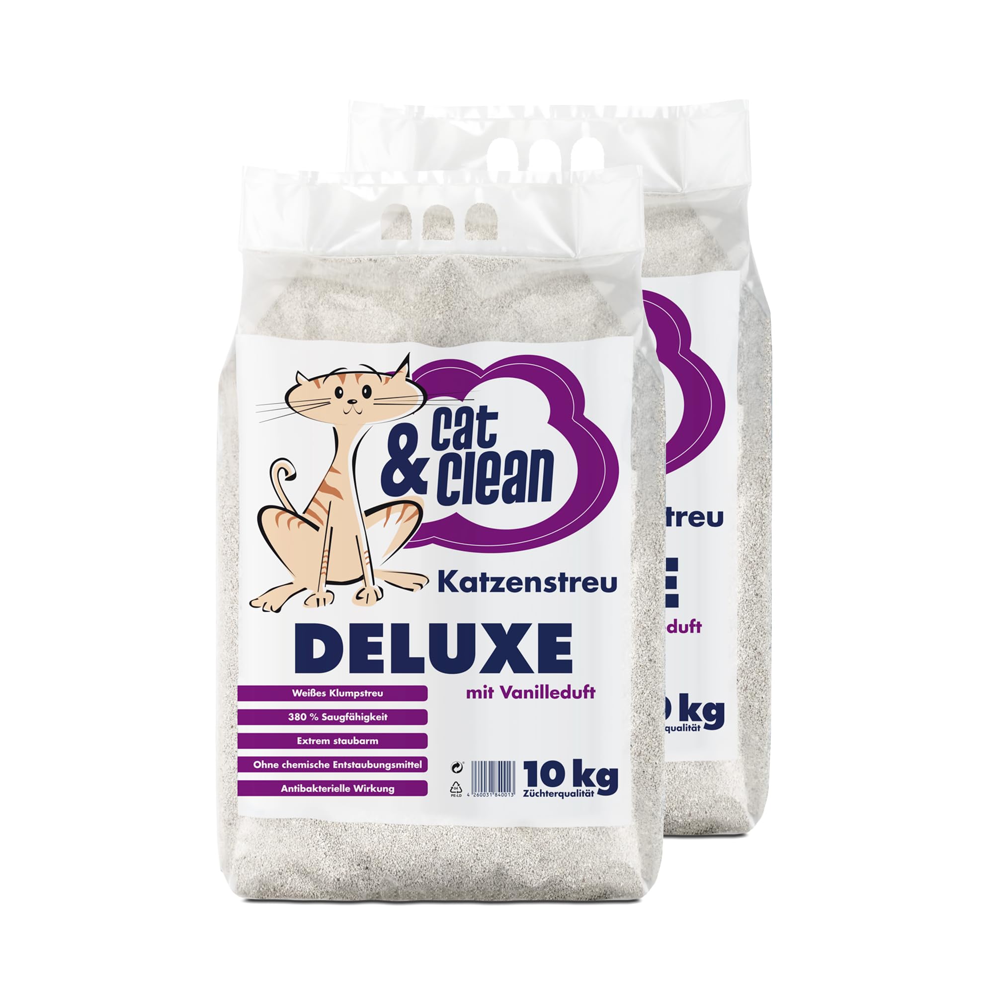 Cat & Clean Katzenstreu Der Extraklasse Klumpendes Einstreu Extrem Saugfähig Naturprodukt Aus Bentonit (Deluxe Vanille, 20)