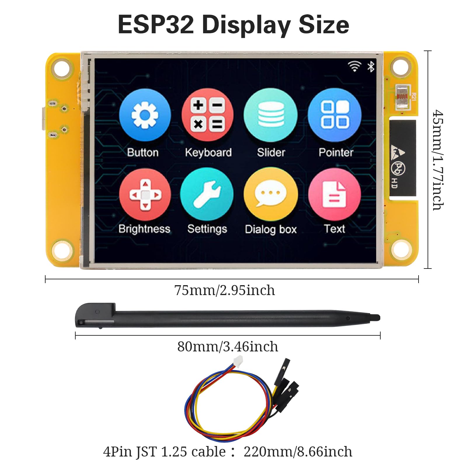 Binghe ESP32 Display ESP32 Scheda di Sviluppo con WiFi Bluetooth 2.8 pollici 240 x 320 ESP32 Display intelligente Modulo TFT touch Connettività IoT ad alta velocità Compatibile con Arduino/LVGL(2 pcs)