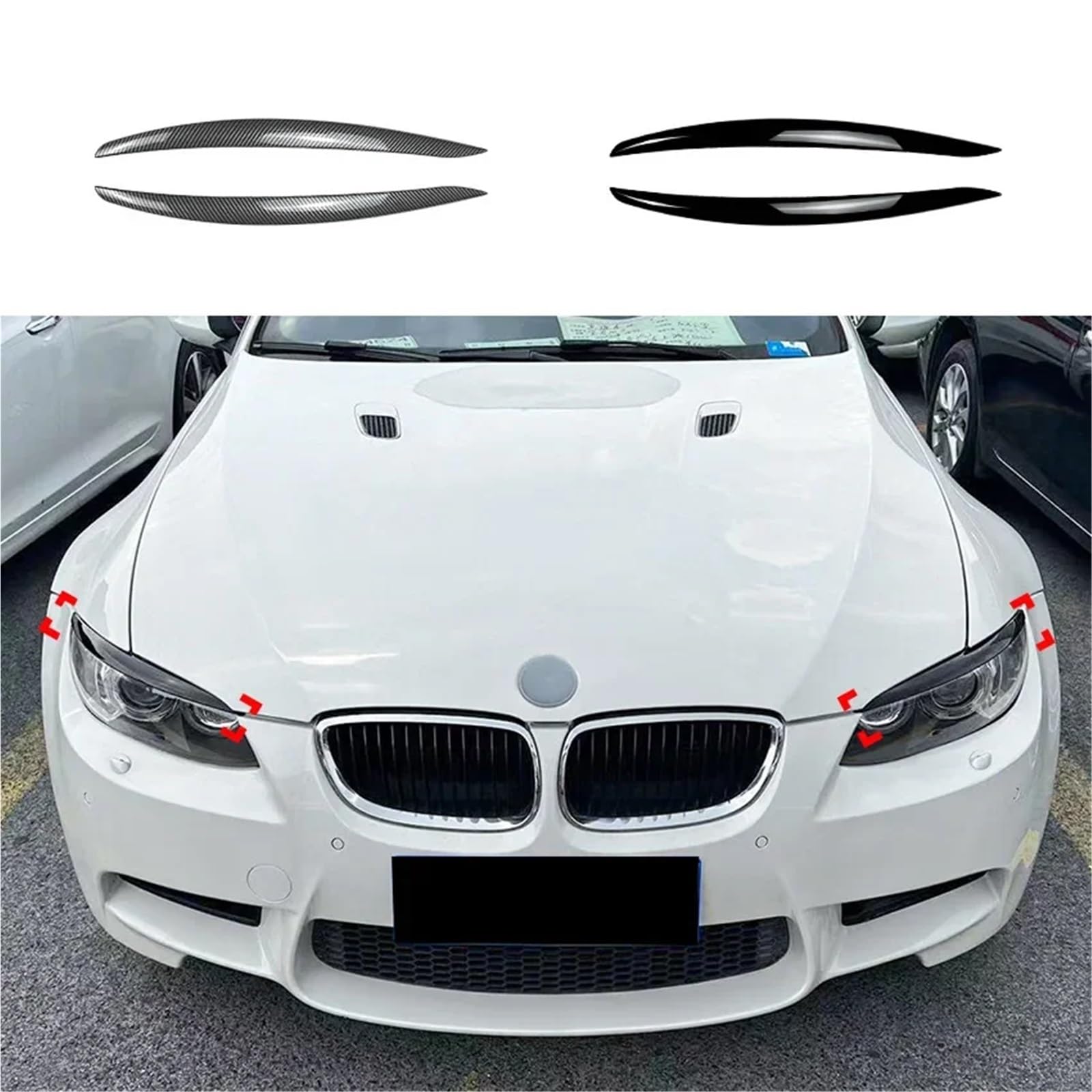 Sopracciglia per fari in ABS lucido, 2 pezzi, adatte per BMW E92 E93 Serie 3 325i 330i 330d 335i 335d Pre-LCI(B)