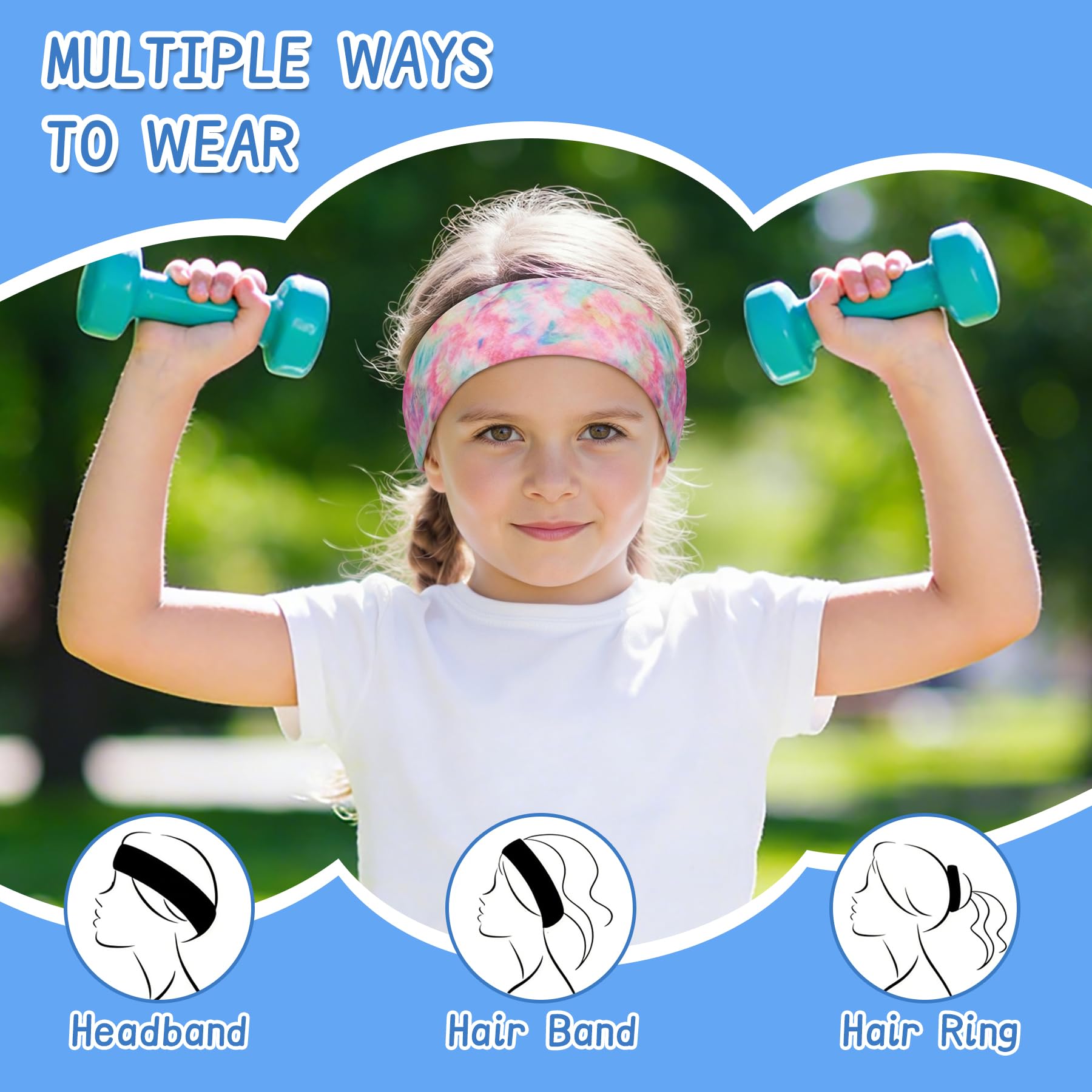 Trodalo Kids Sports Headbands for Girls Boys, Moisture Wicking Elastic Cooling Sweatbands, Non-Slip Lightweight Stretchy Hairbands for Soccer, Running, Basketball, Tennis - 5