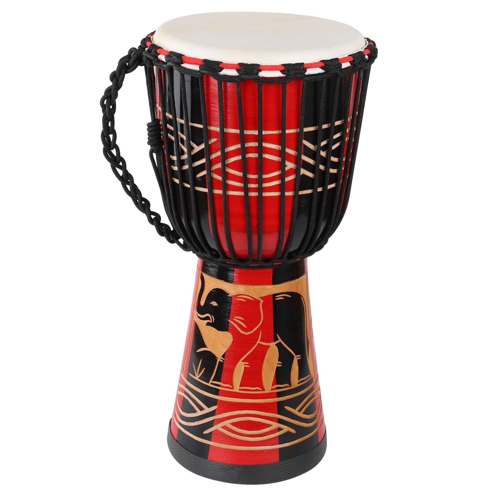 Djembe Drum 10'' x 20'' Goatskin African Drum Carved of Mahogany Hand Drums for Adults Beginner (Red)