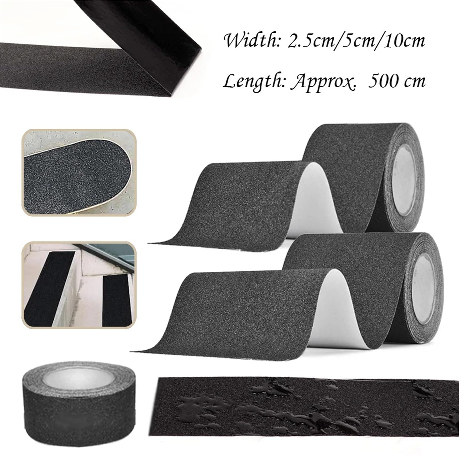 5M Anti-Rutsch-Klebeband, wasserdicht, rutschfester Aufkleber, Griffband, rutschfestes Klebeband for ältere Menschen, Treppen, Boden, Breite m für Treppenstufen(10cm x 5m)