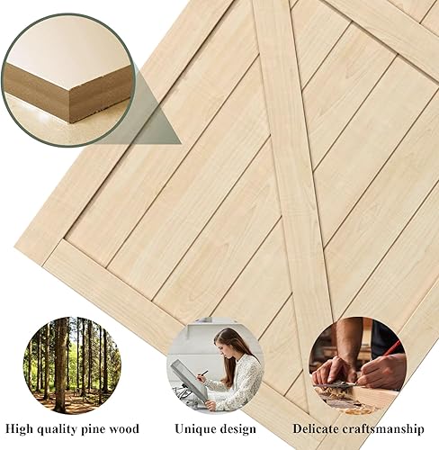 Miniatura 4 de ARK DESIGN Puerta corredera de granero de 36 x 84 pulgadas con kit de herrajes para puerta corredera de 6.6 pies, agujeros preperforados de fácil