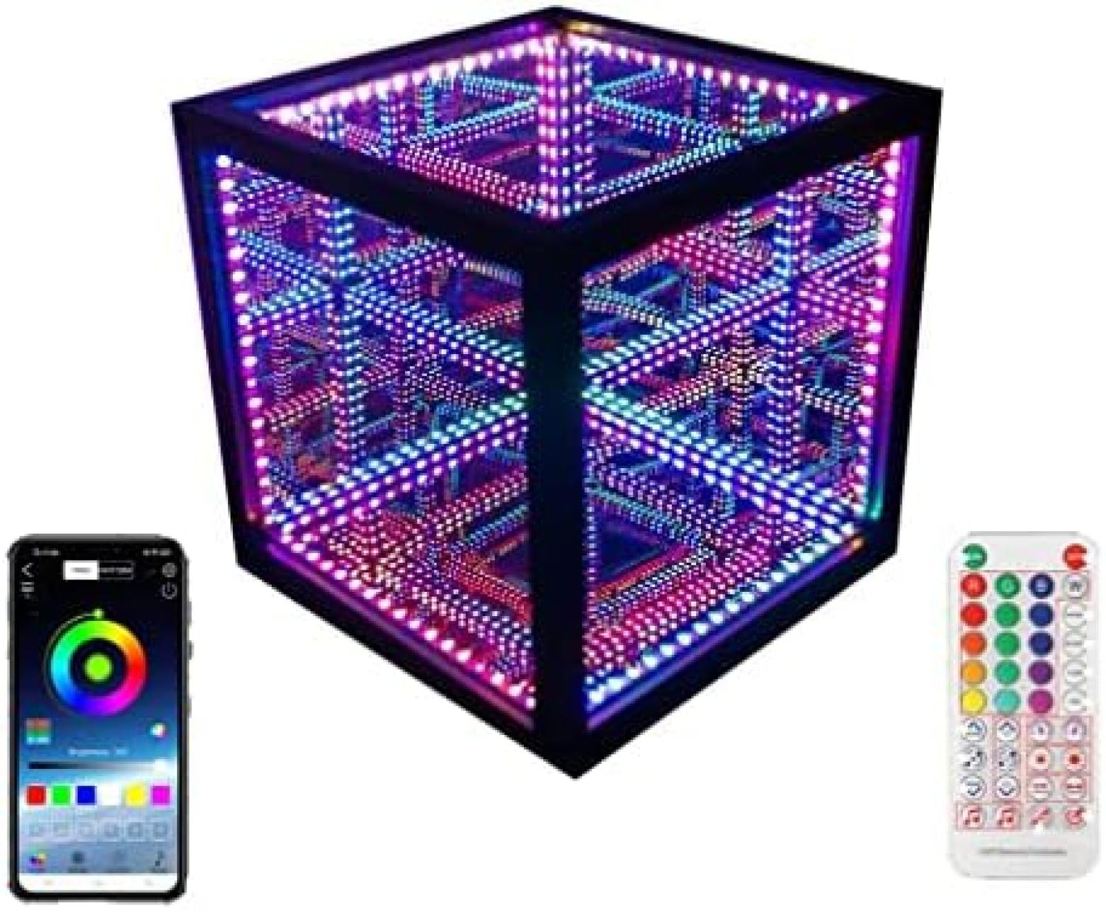 Infinity Mirror Tunnel Light, RGB Colors Cool Cosmic Cube Lights with Remote Control, USB Charging Beside Desk Lamp, Perfect for Kids Nursery and Toys,outstanding78