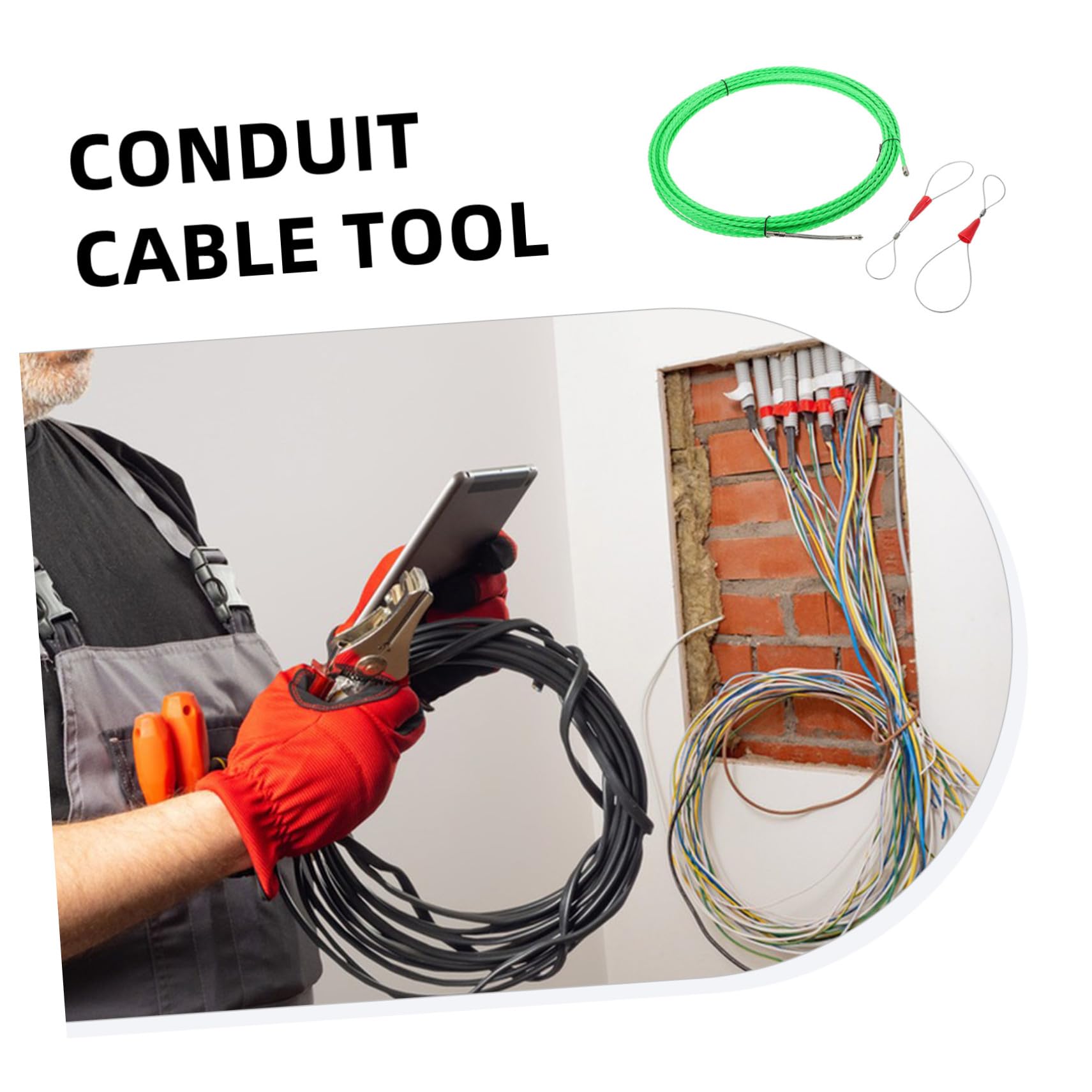 Baluue Kabeleinzieher mit Rollenkopf Kabelzieher und Befestigungswerkzeug für Elektriker und Heimwerker zum Einfädeln von Drähten in Rohre Verlegen