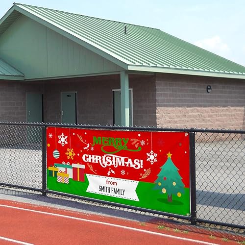 Miniatura 5 de Custom Vinyl Banner Sign Multiple Sizes Merry Christmas from Name A Lifestyle Personalized Marketing Advertising Red 4 Grommets 24inx60in One Banner