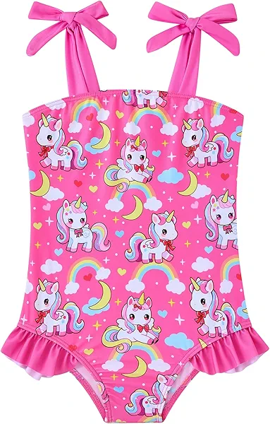 Vieille Toddler Girls Swimsuits Ruffle Bathing Suits One Piece Swimwear 2-6T