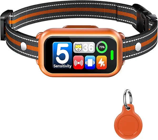 Dog Bark Collar, Smart AI Barking Collar for Large Medium Small Dogs, IP67 Waterproof Rechargeable Training Device with 5 Modes, 5 Sensitivity & Safe Shock, Fits 8-150 lbs, Over 6 Months Old, Orange