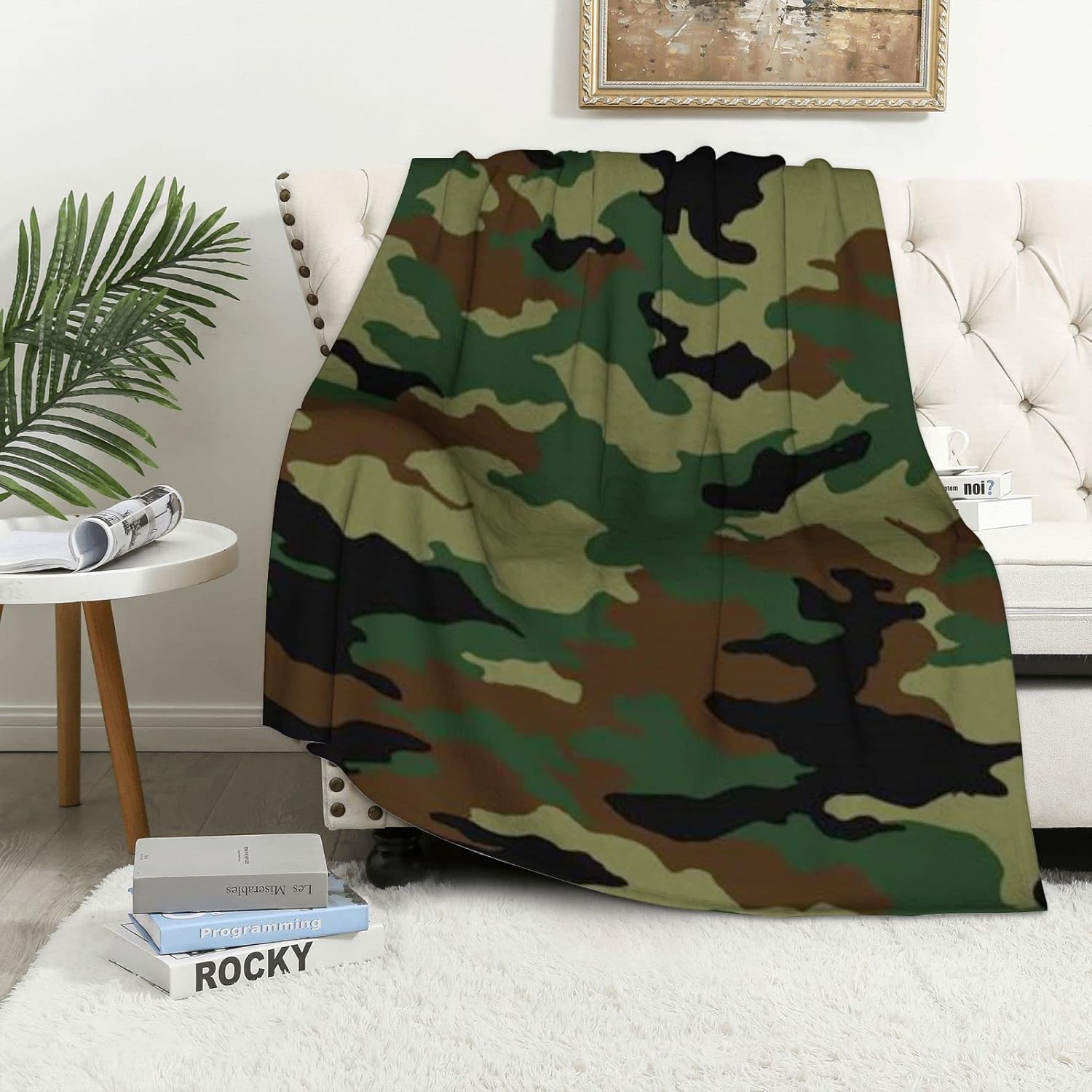 Gyapuk Camouflage,Fleece Blanket Throw Size,Vector Illustration Military,Lightweight