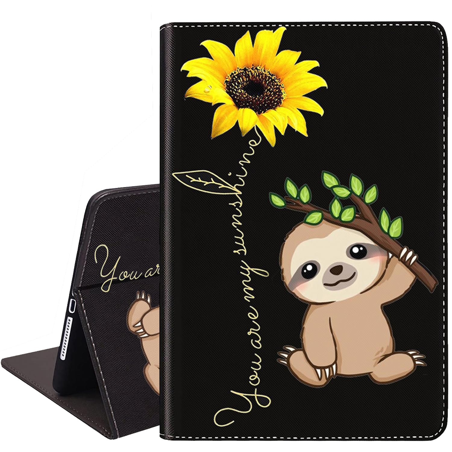 for iPad mini 5/Mini 4 Case, for iPad mini 1/2/3 Case, PU Leather Smart Case, Adjustable Stand with Automatic Sleep and Wake Function for iPad mini 5th/4th Gen 7.9 inch - Sunflower and Sloth