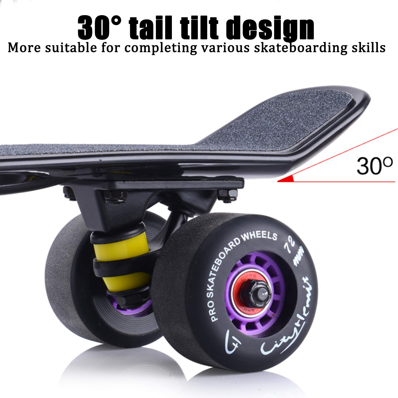 22"Mini deskorolka cruiser z PU świecące koło, deskorolka wklęsła pełna pokrywa PP pojedynczy kopnięcie z ochronnym sprzętem dla początkujących, dorośli, nastolatków, dzieci
